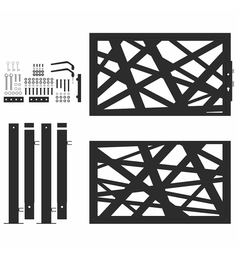 Gartentor Schwarz 100x100 cm Stahl Lichtdesign