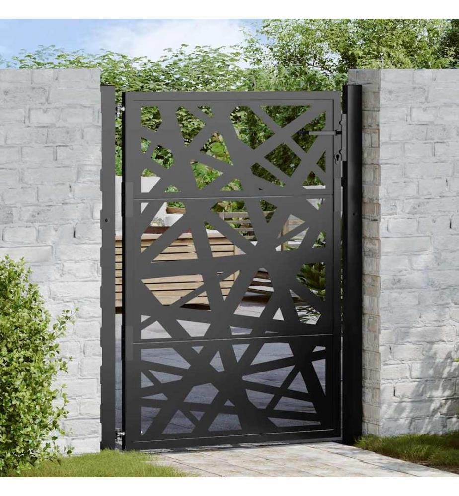 Gartentor Schwarz 100x125 cm Stahl Leichtes Design