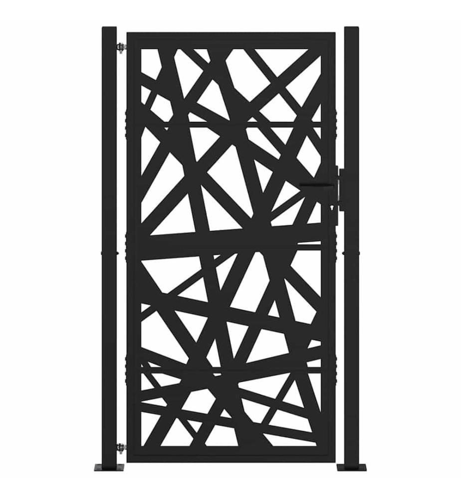 Gartentor Schwarz 100x175 cm Stahl Leichtes Design