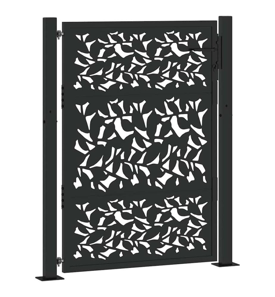 Gartentor Schwarz 100x125 cm Stahlblatt-Design