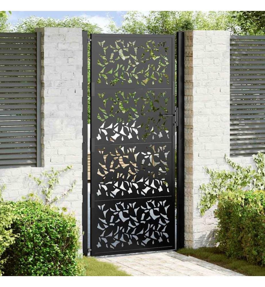 Gartentor Schwarz 100x200 cm Stahlblatt-Design