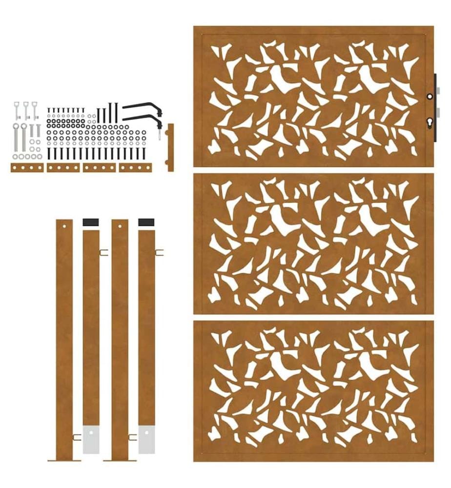 Gartentor 100x150 cm Wetterfester Stahl Blattdesign
