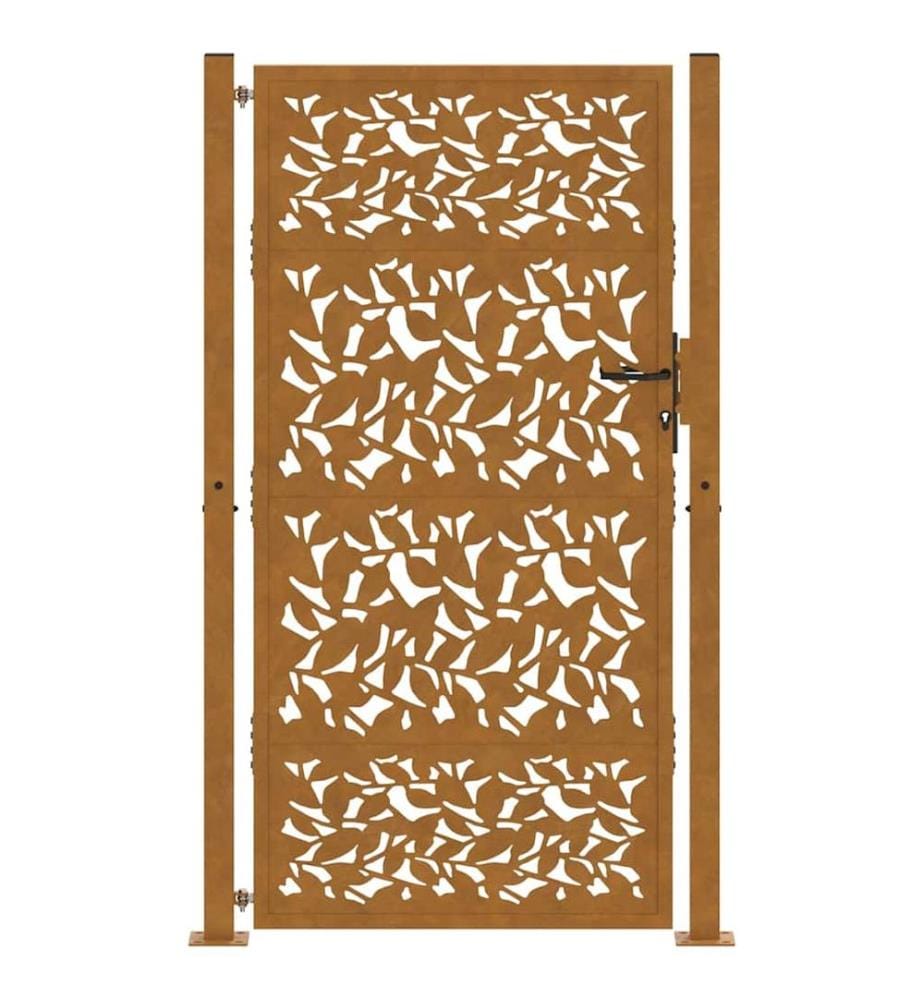 Gartentor 100x175 cm Wetterfester Stahl Blattdesign