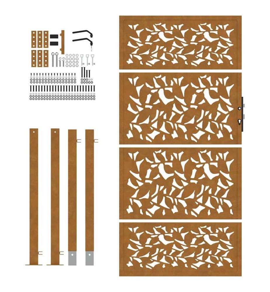 Gartentor 100x175 cm Wetterfester Stahl Blattdesign