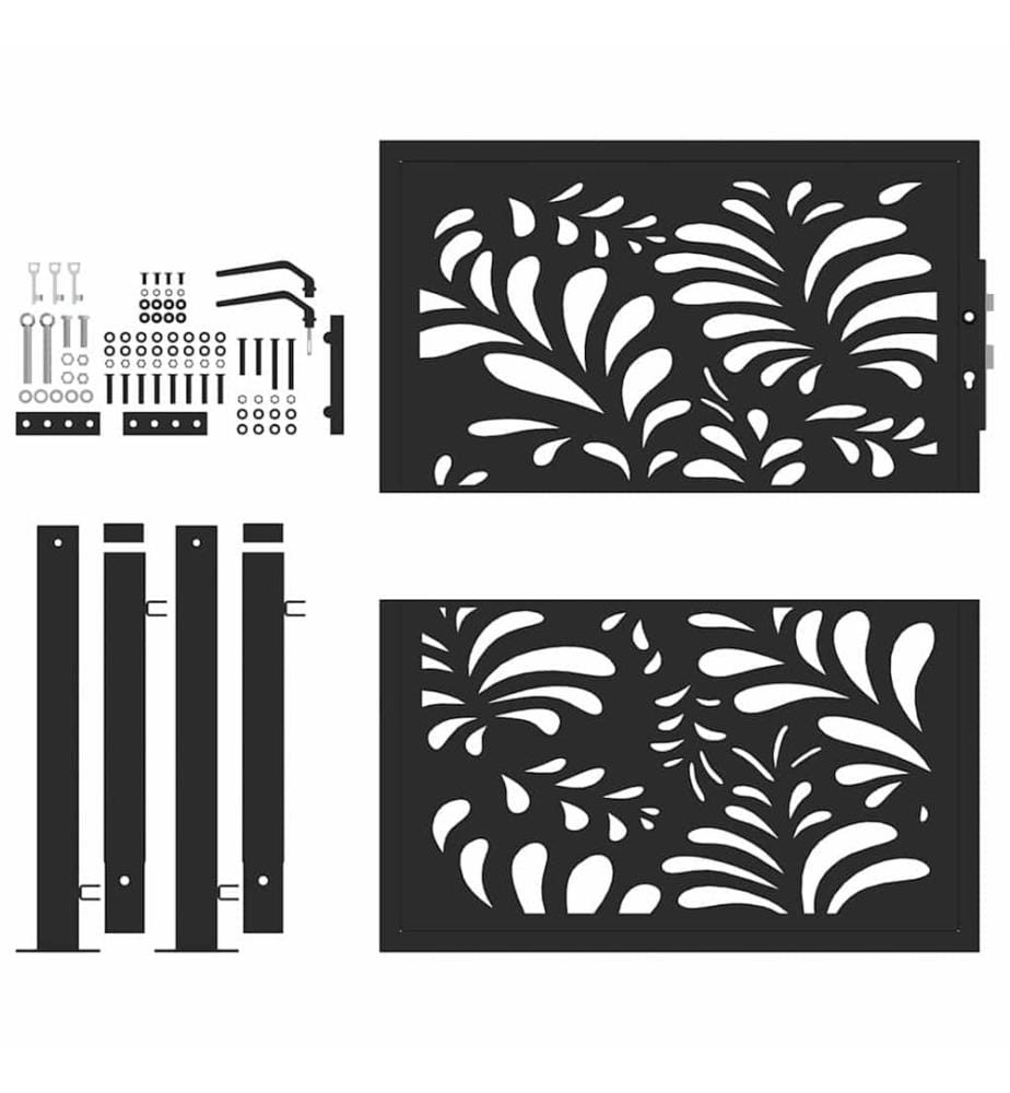 Gartentor Schwarz 100x100 cm Stahl Wellen-Design