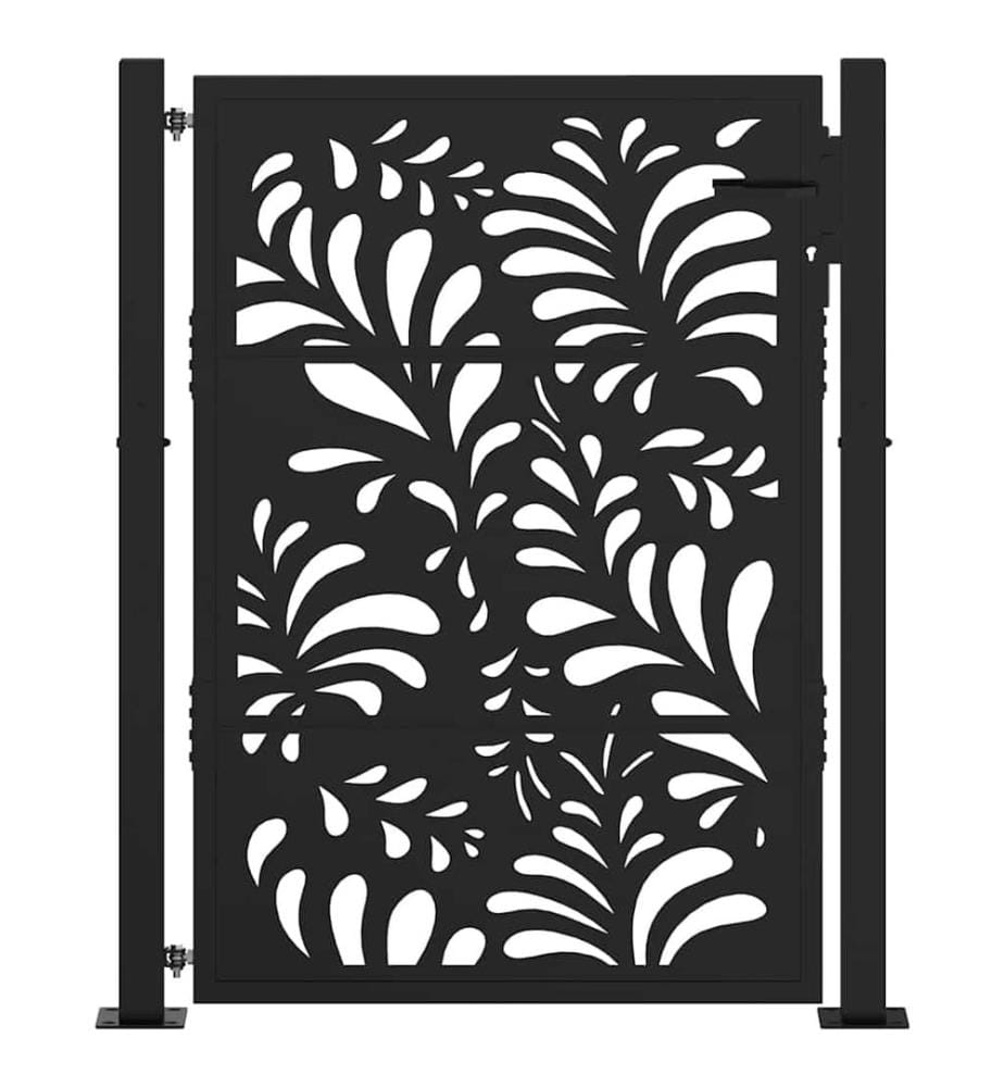 Gartentor Schwarz 100x125 cm Stahl Wellendesign