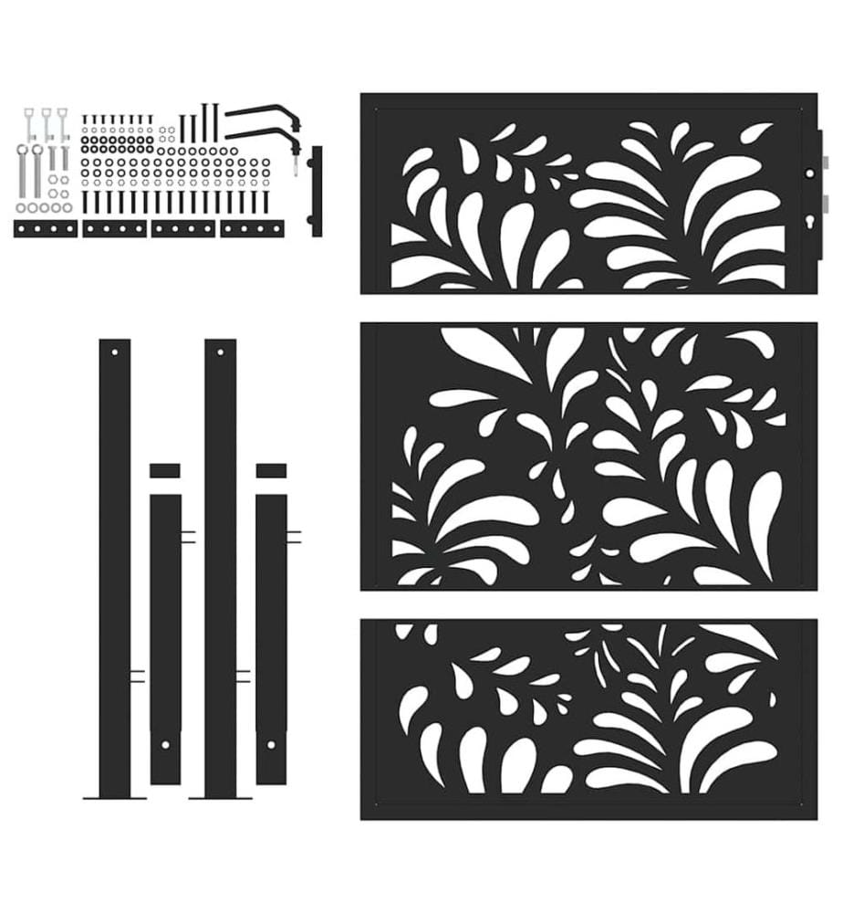 Gartentor Schwarz 100x125 cm Stahl Wellendesign