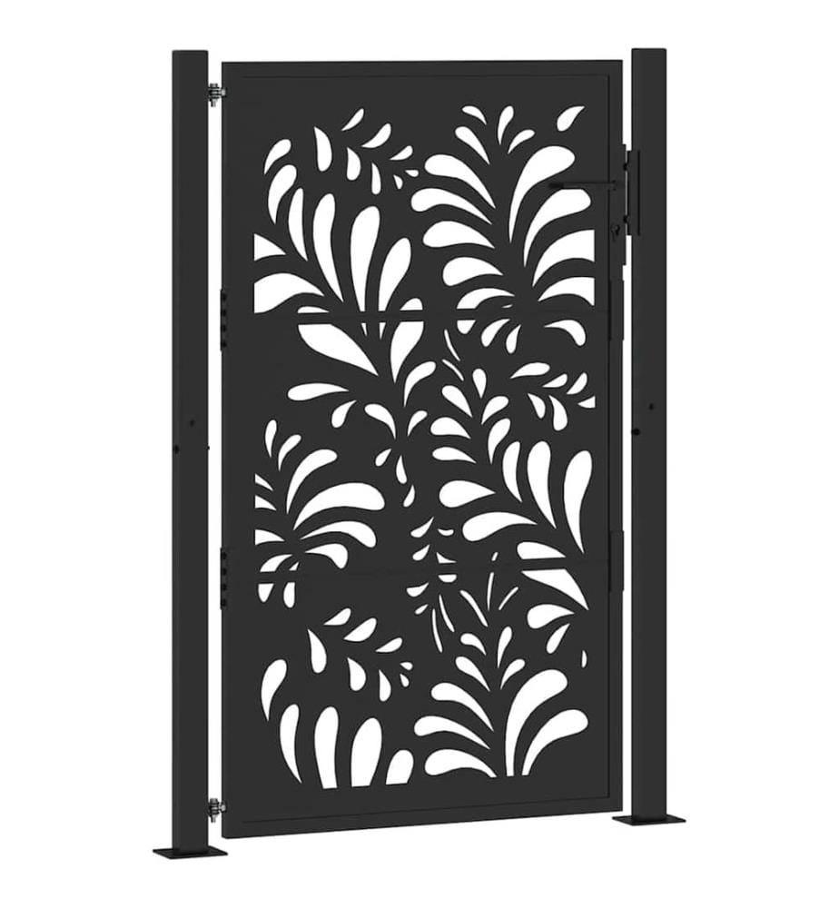 Gartentor Schwarz 100x150 cm Stahl Wellendesign