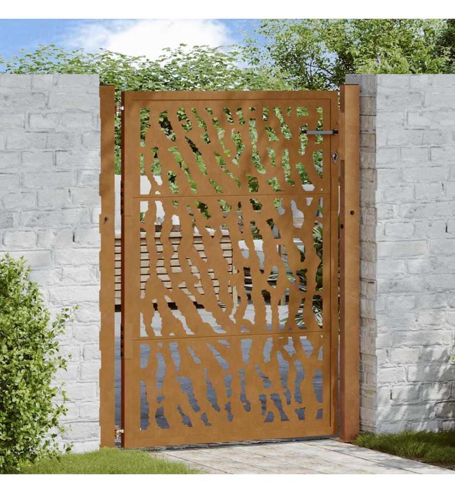 Gartentor 100x125 cm Verwitterungsstahl Trace-Design