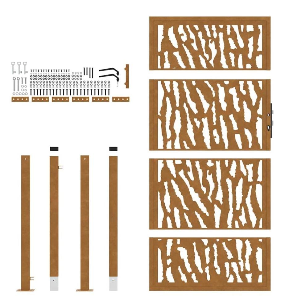 Gartentor 100x200 cm Verwitterungsstahl Trace-Design