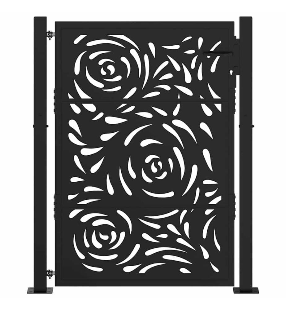 Gartentor Schwarz 100x125 cm Stahl Flammendesign