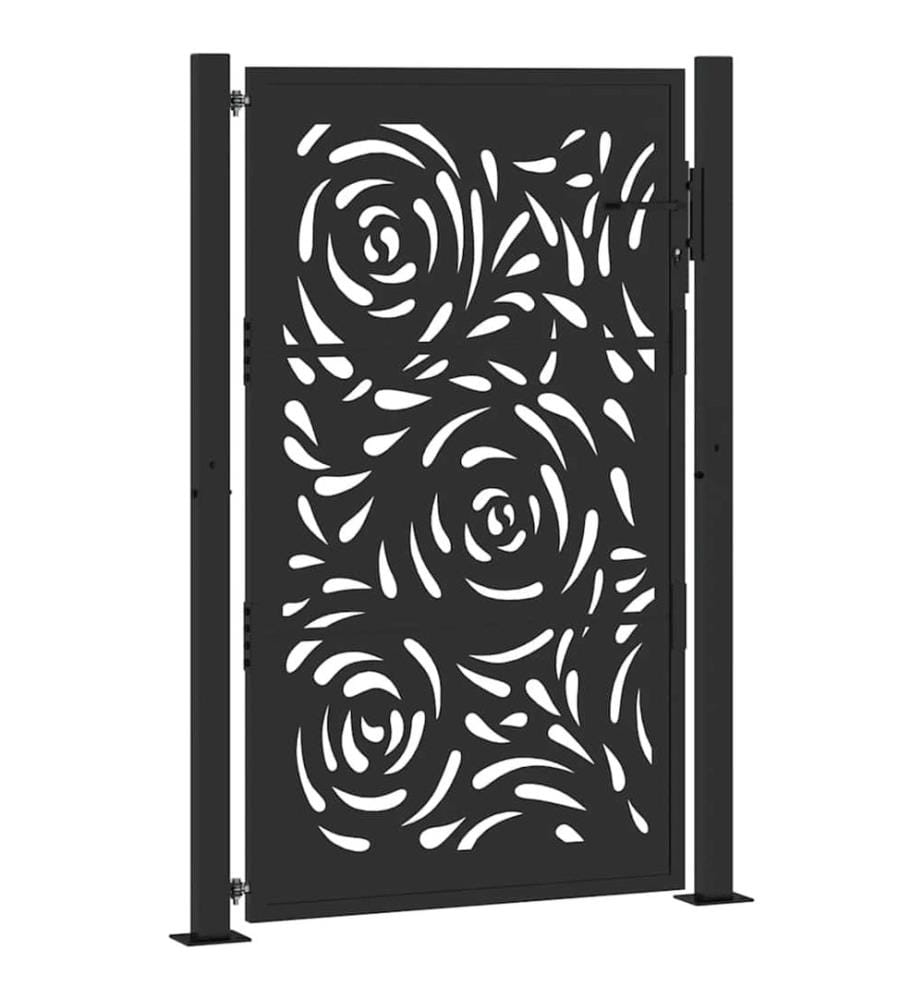 Gartentor Schwarz 100x150 cm Stahl Flammendesign
