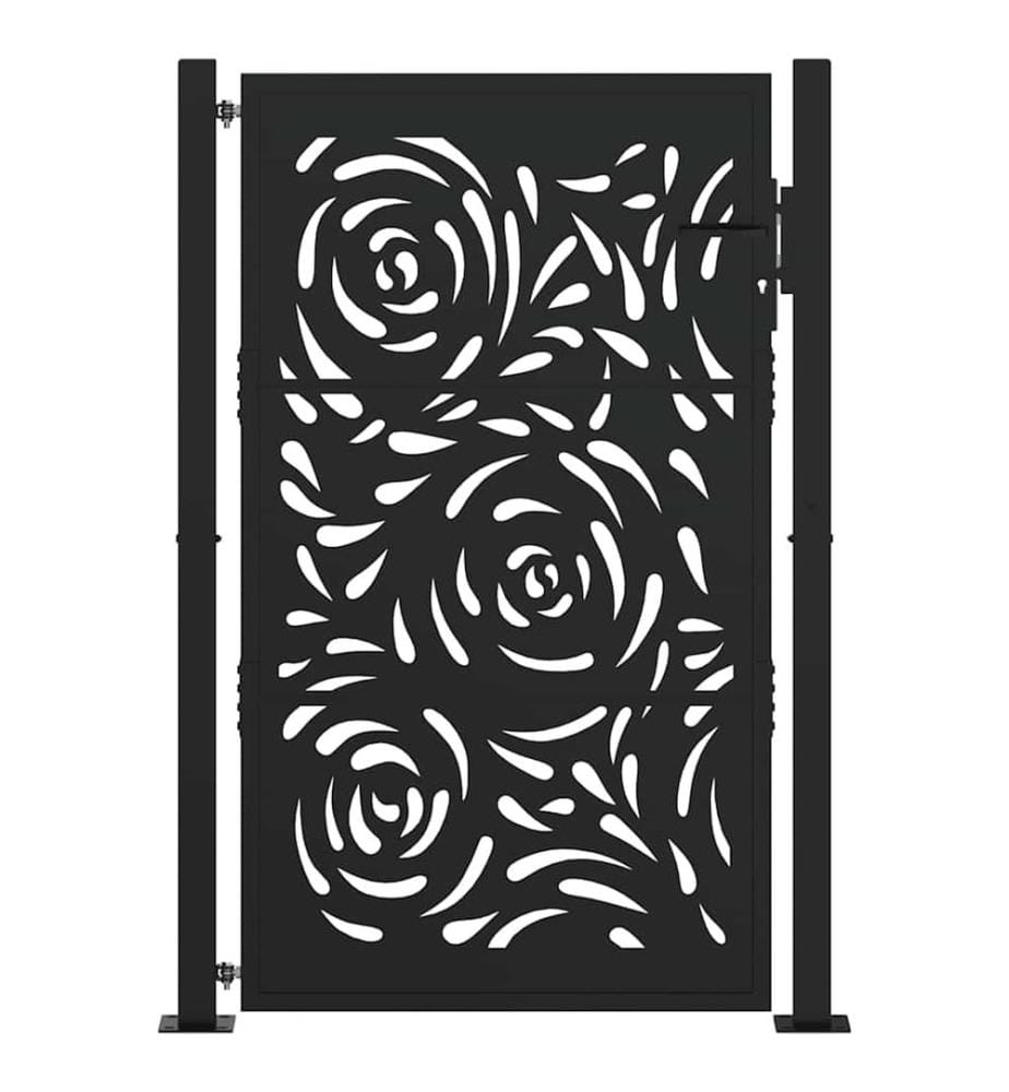 Gartentor Schwarz 100x150 cm Stahl Flammendesign