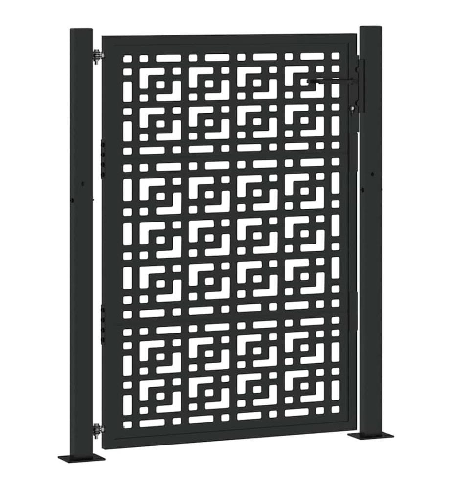 Gartentor Schwarz 100x125 cm Stahl Kreuz-Design