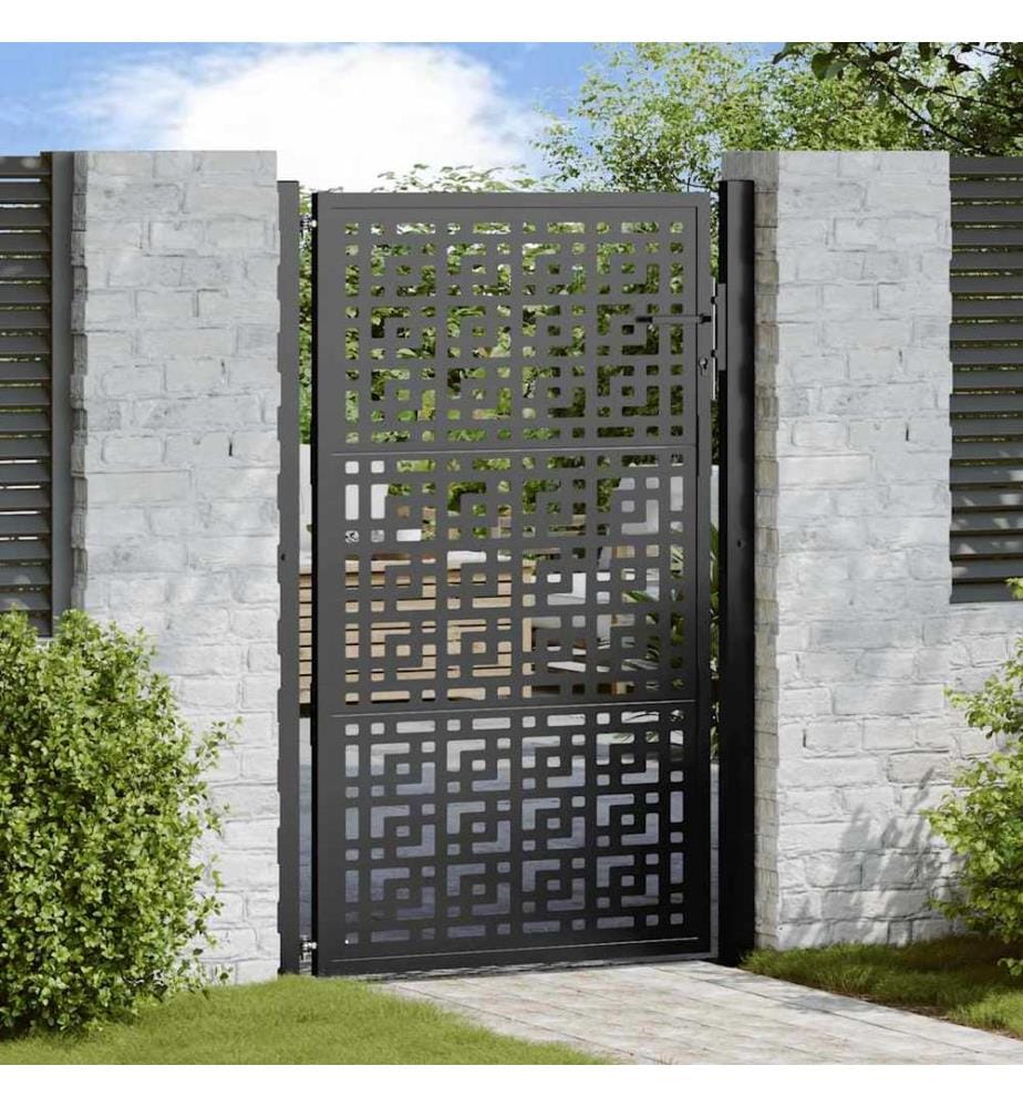 Gartentor Schwarz 100x150 cm Stahl Kreuz-Design