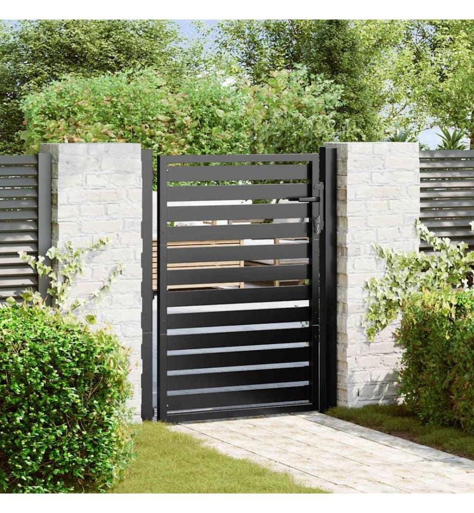 Gartentor Abschliessbar Schwarz 100x120 cm Aluminium