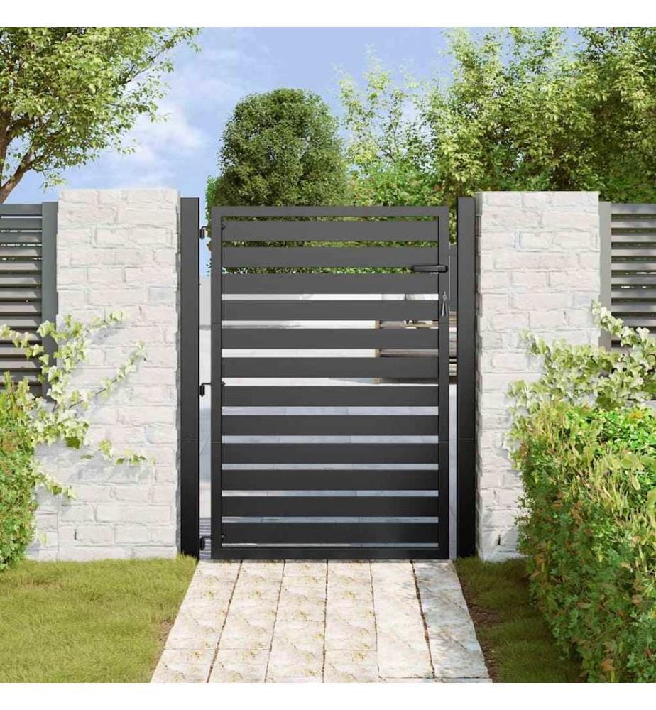 Gartentor Abschliessbar Schwarz 100x120 cm Aluminium
