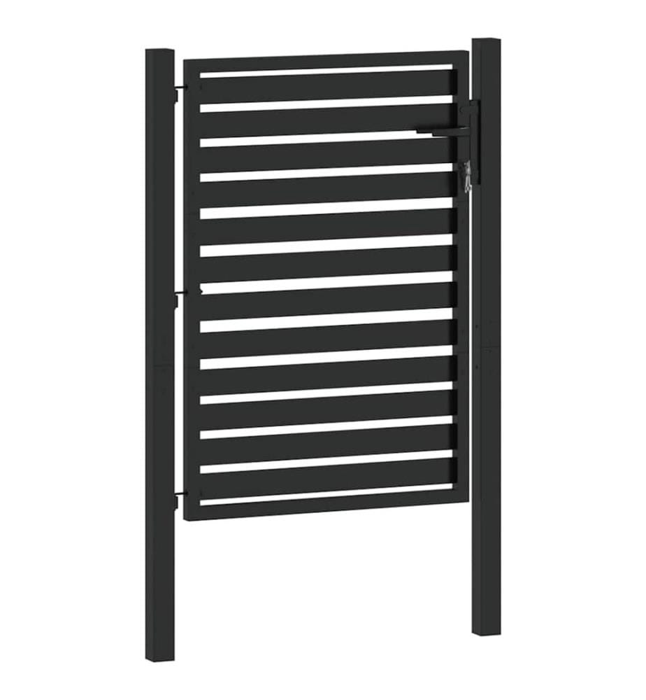 Gartentor Abschliessbar Schwarz 100x120 cm Aluminium