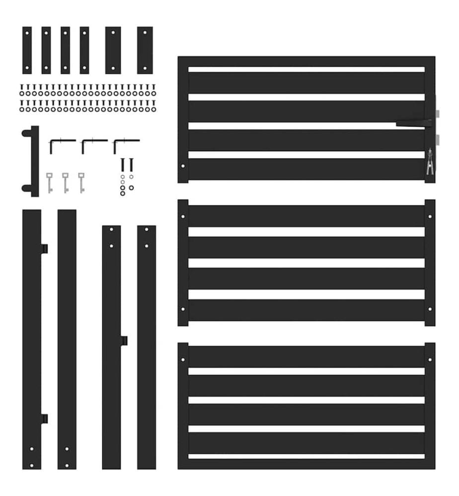 Gartentor Abschliessbar Schwarz 100x120 cm Aluminium