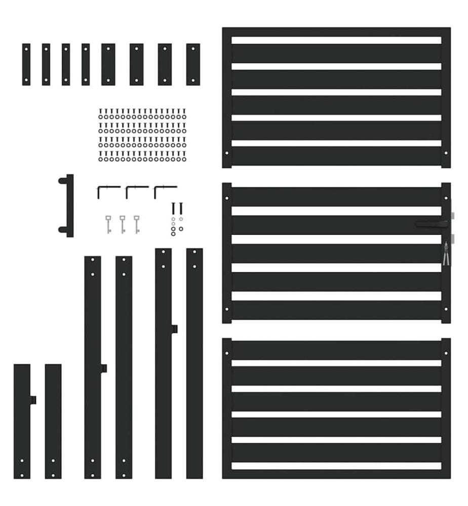 Gartentor Abschliessbar Schwarz 100x150 cm Aluminium
