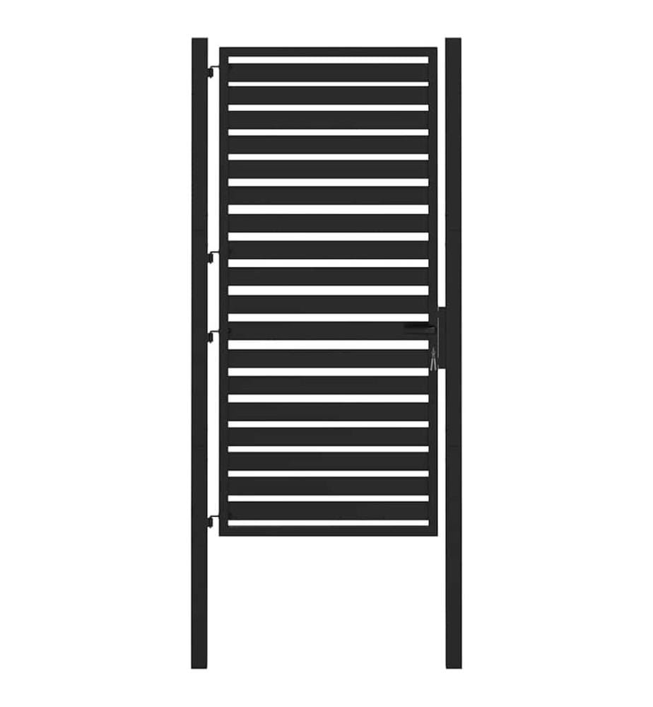 Gartentor Abschliessbar Schwarz 100x180 cm Aluminium