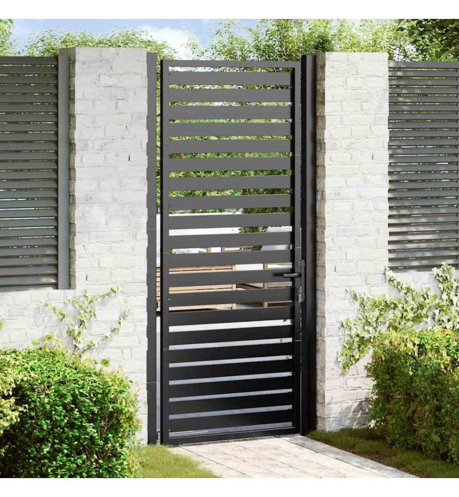 Gartentor Abschliessbar Schwarz 100x200 cm Aluminium
