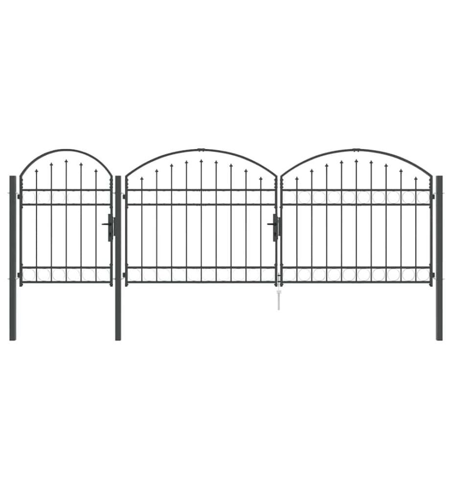 Gartentor mit gewölbtem Oberteil Assen Grau 4 x 1,25 m Stahl