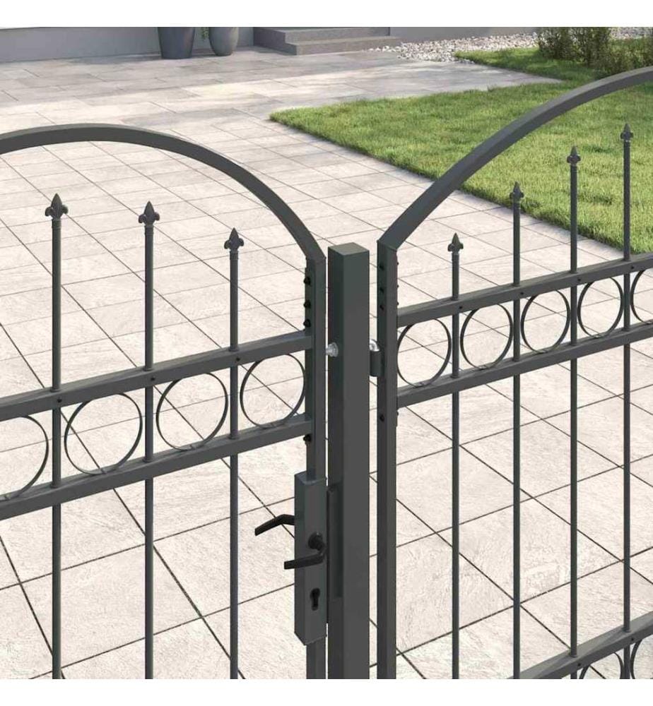 Gartentor mit gewölbtem Oberteil Assen Grau 4 x 1,25 m Stahl