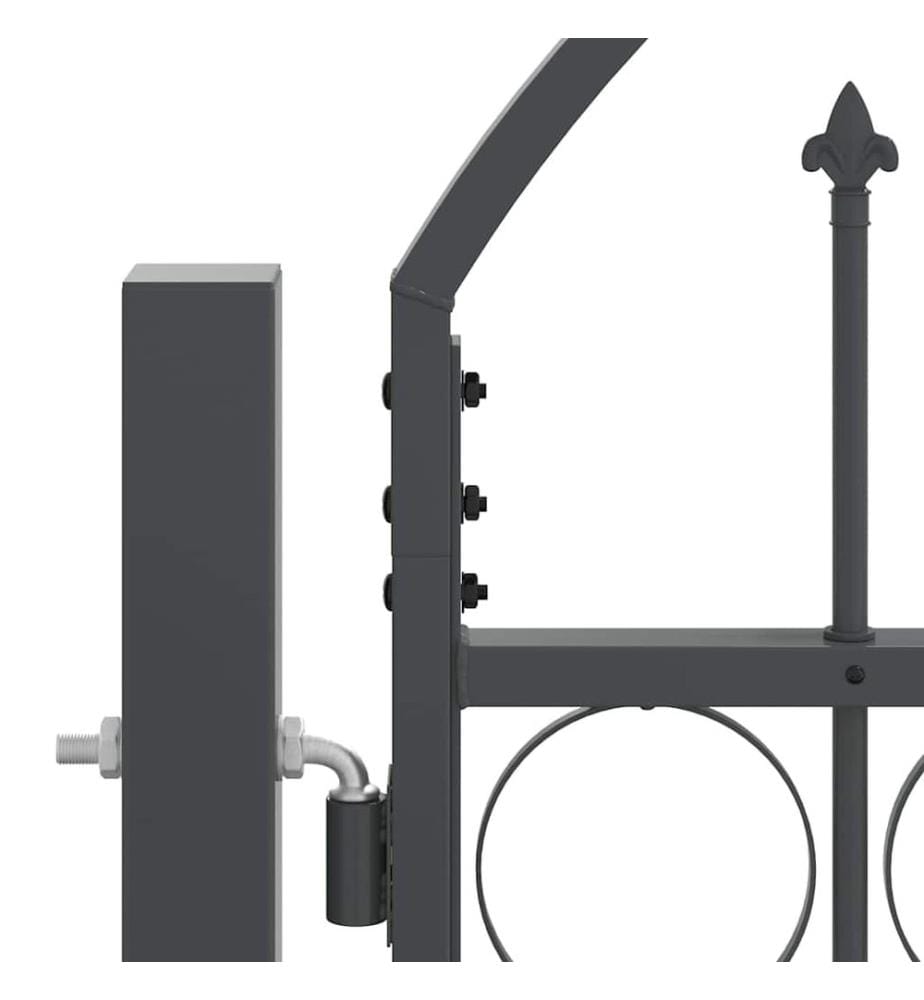 Gartentor mit gewölbtem Oberteil Assen Grau 4 x 1,25 m Stahl