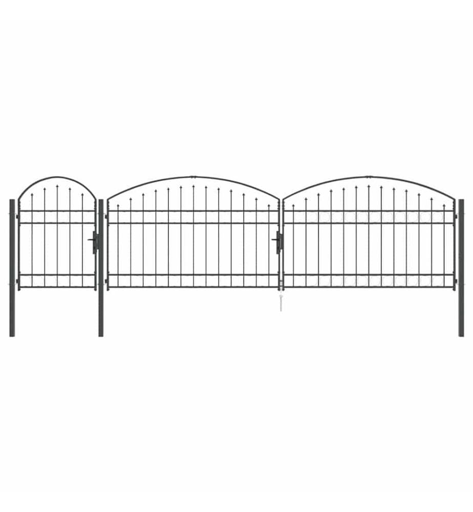 Gartentor mit gewölbtem Oberteil Assen Grau 500 x 75 cm Stahl