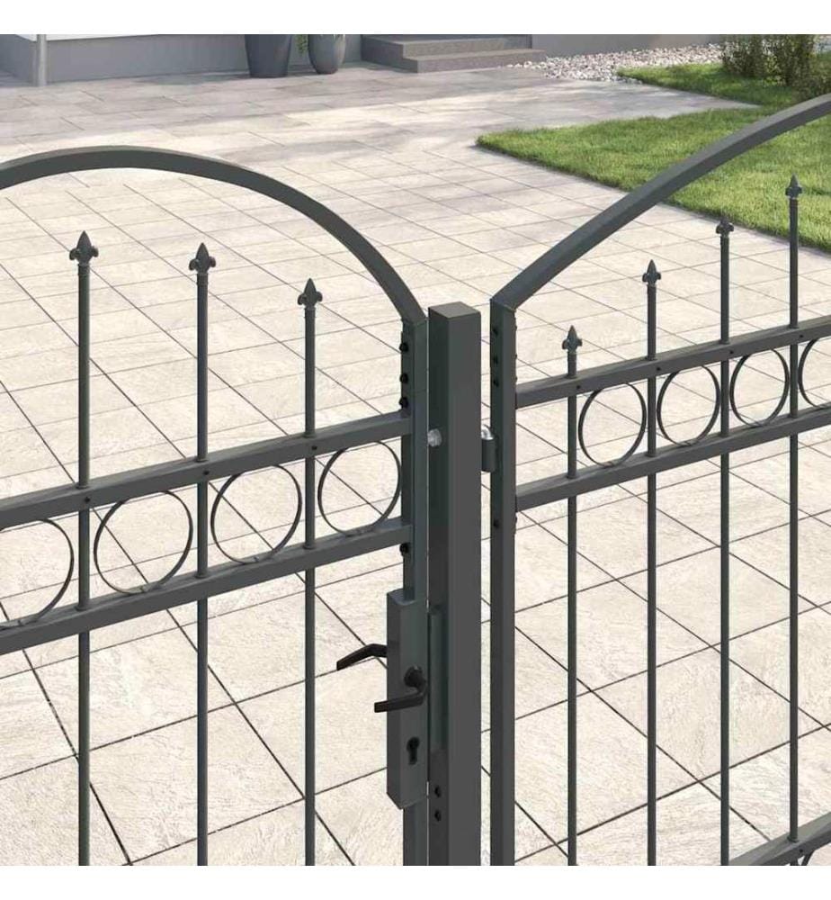 Gartentor mit gewölbtem Oberteil Assen Grau 500 x 100 cm Stahl