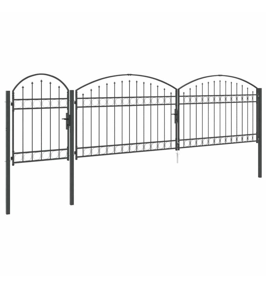 Gartentor mit gewölbtem Oberteil Assen Grau 500 x 100 cm Stahl