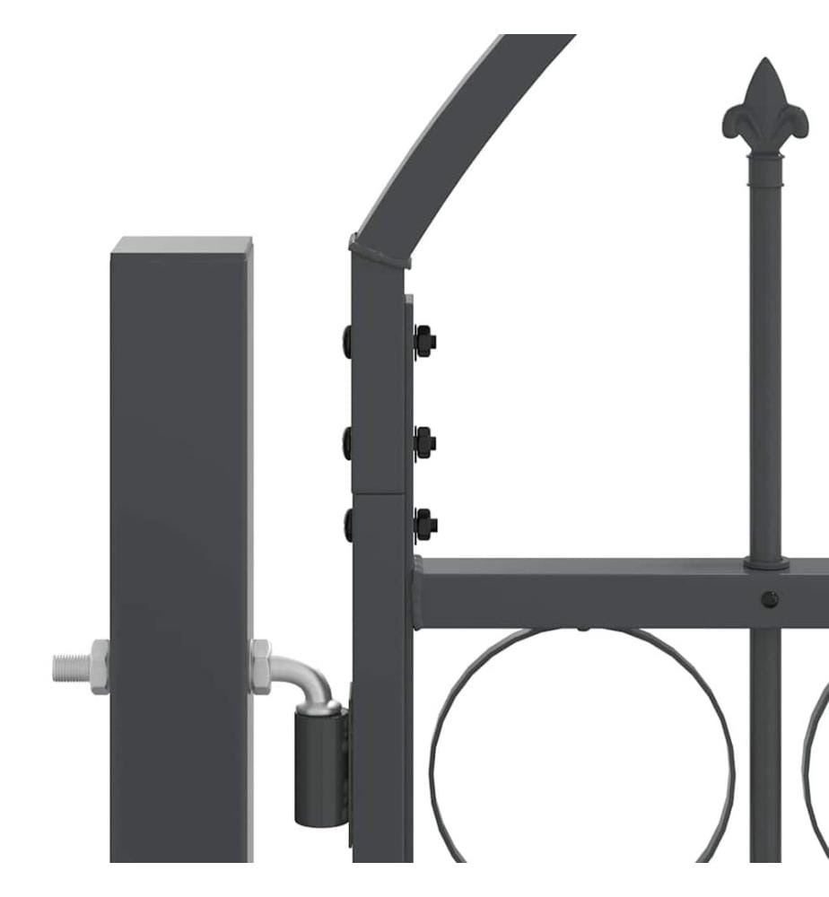 Gartentor mit gewölbtem Oberteil Assen Grau 500 x 100 cm Stahl