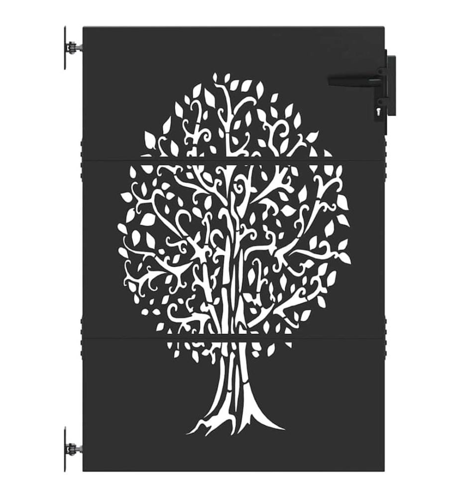 Gartentor Schwarz 85 x 125 cm Pulverbeschichteter Stahl