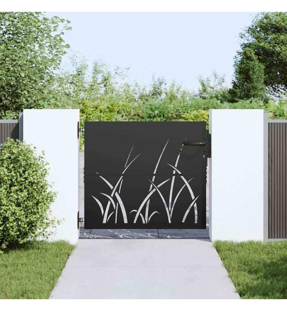 Gartentor Schwarz 85 x 100 cm Pulverbeschichteter Stahl
