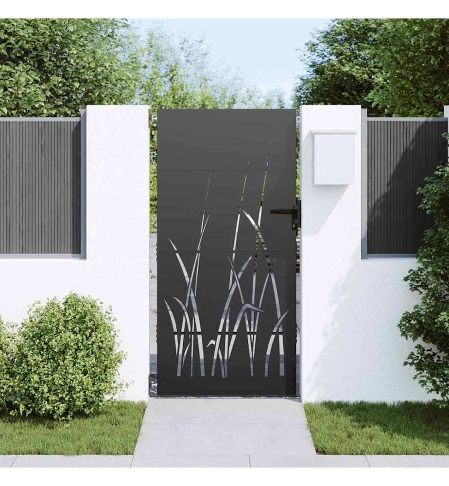 Gartentor Schwarz 85 x 200 cm Pulverbeschichteter Stahl