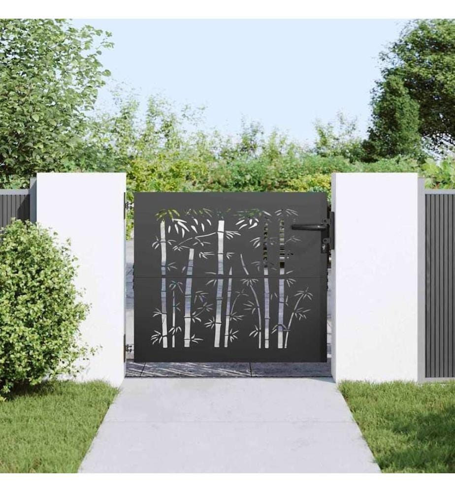 Gartentor Schwarz 85 x 100 cm Pulverbeschichteter Stahl