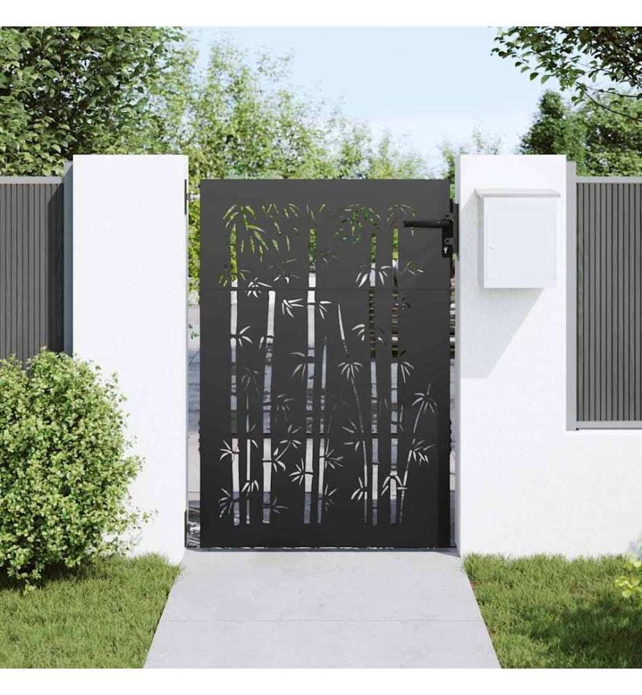 Gartentor Schwarz 85 x 125 cm Pulverbeschichteter Stahl