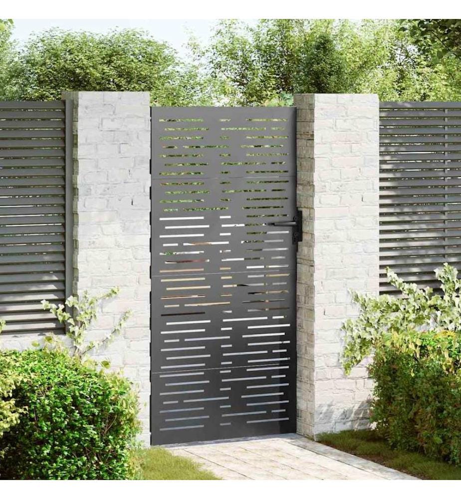 Gartentor Schwarz 85 x 200 cm Pulverbeschichteter Stahl