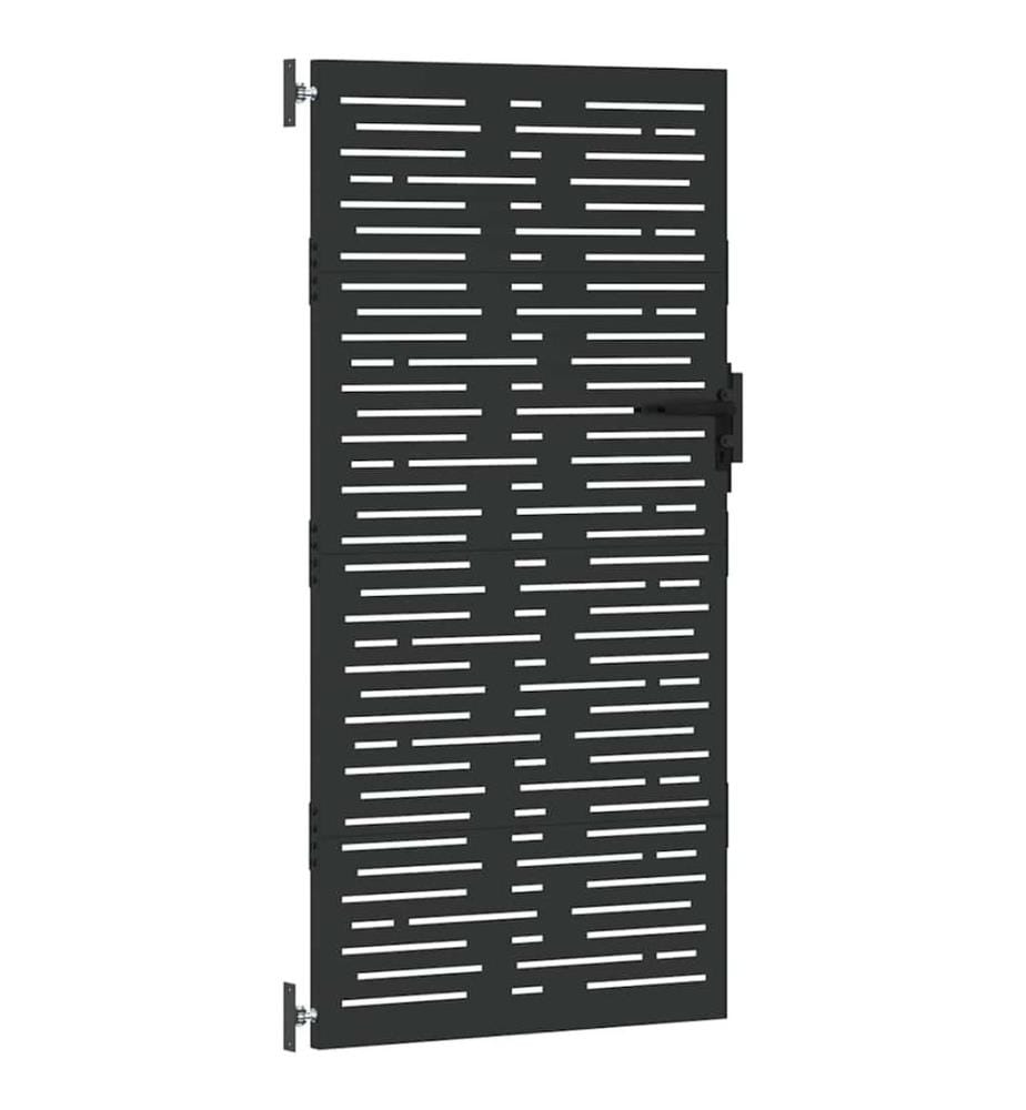 Gartentor Schwarz 85 x 200 cm Pulverbeschichteter Stahl