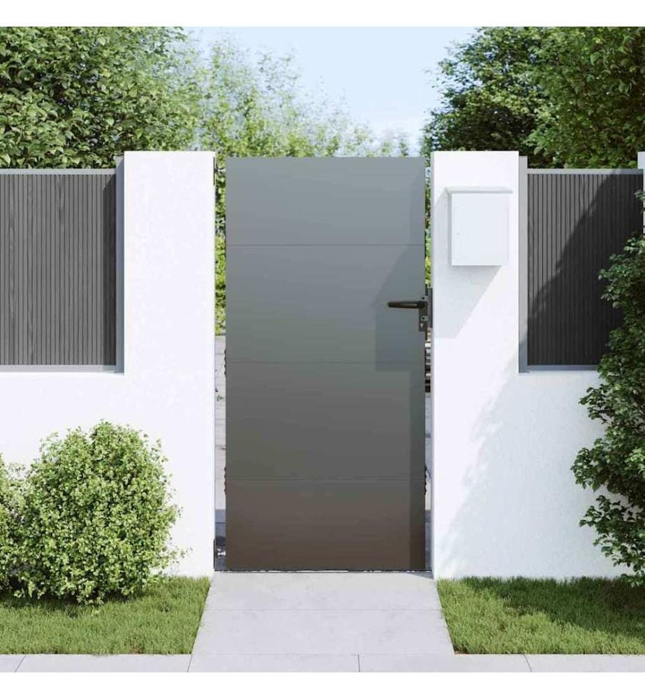 Gartentor Schwarz 85 x 175 cm Pulverbeschichteter Stahl