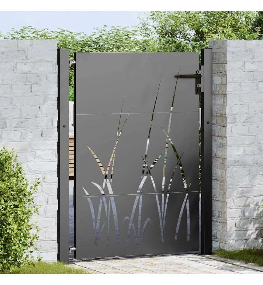 Gartentor Schwarz 85 x 130 cm Pulverbeschichteter Stahl