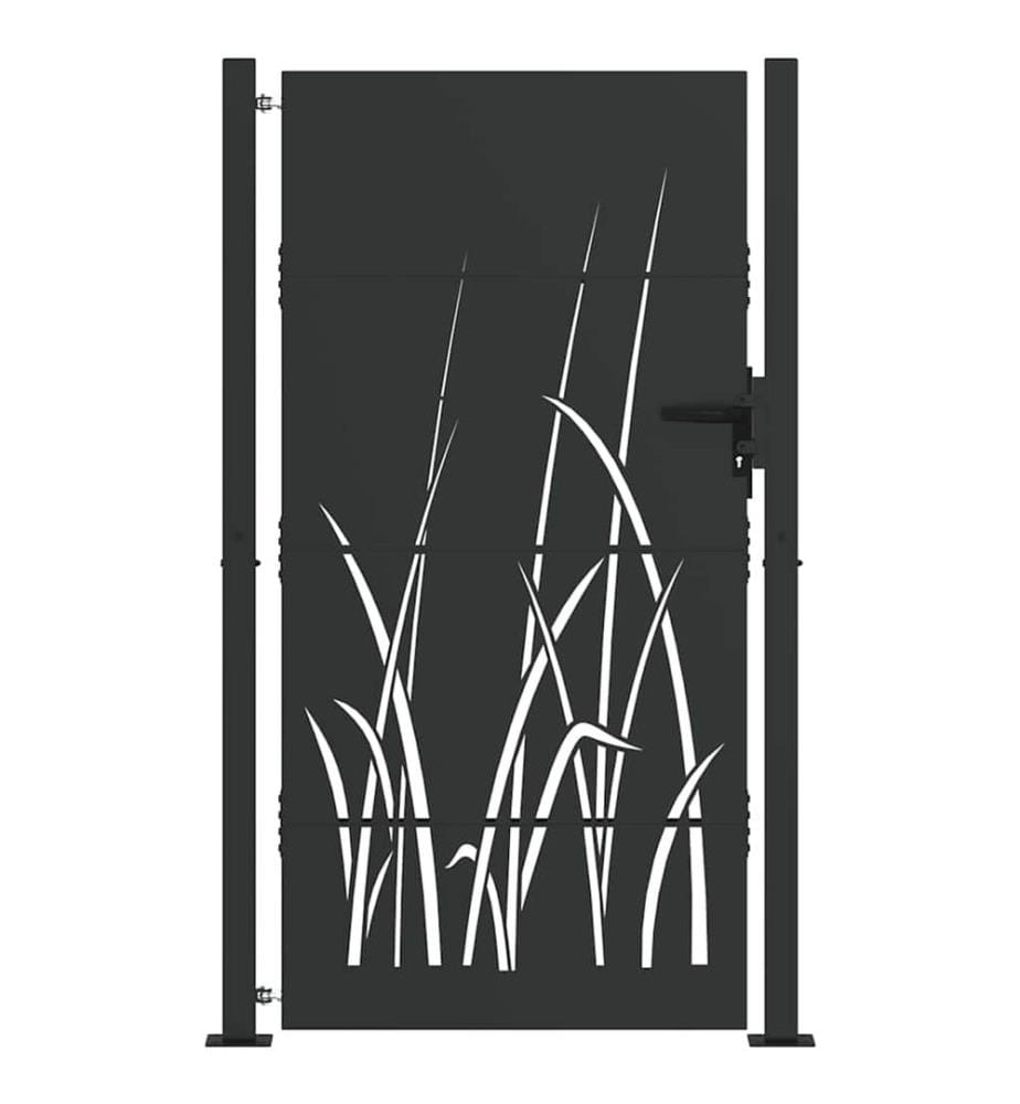 Gartentor Schwarz 85 x 180 cm Pulverbeschichteter Stahl