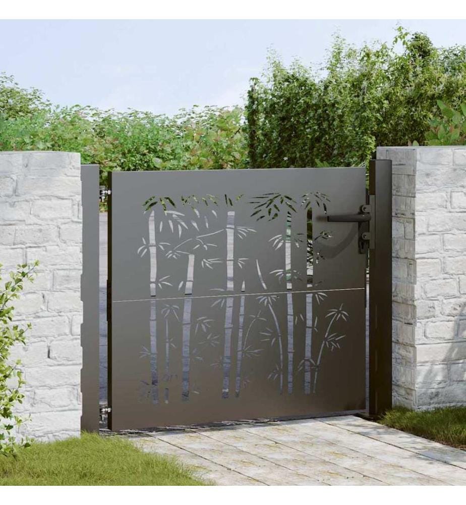 Gartentor Schwarz 85 x 105 cm Pulverbeschichteter Stahl