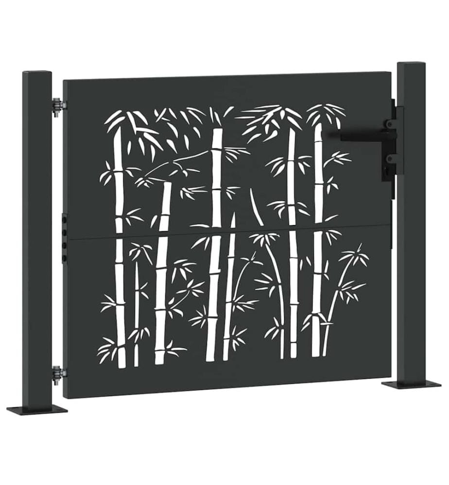 Gartentor Schwarz 85 x 105 cm Pulverbeschichteter Stahl