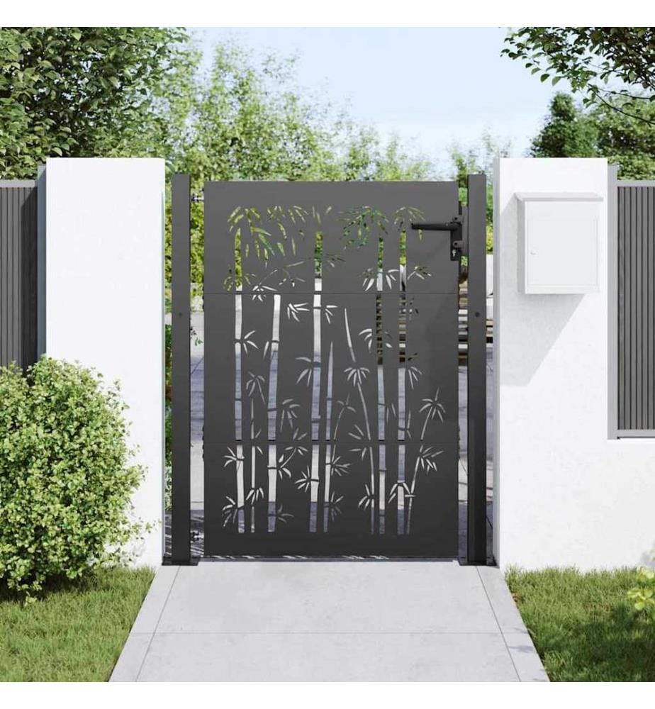 Gartentor Schwarz 85 x 130 cm Pulverbeschichteter Stahl