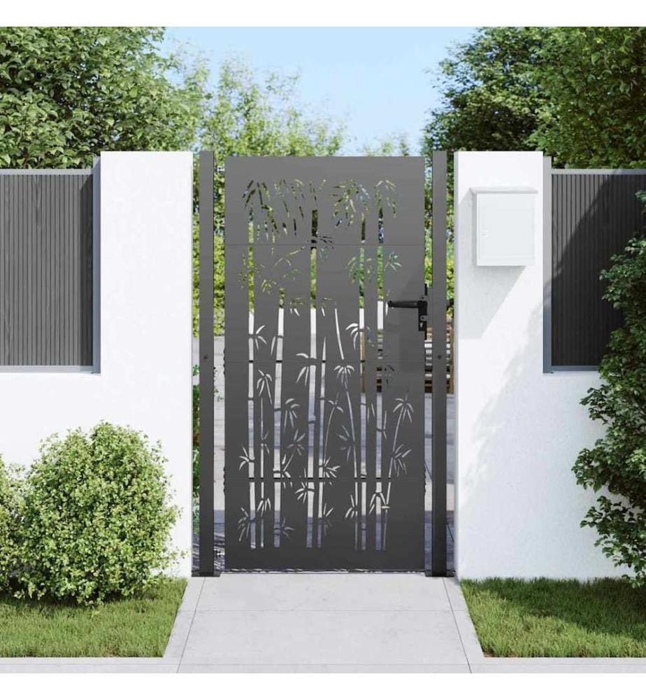 Gartentor Schwarz 85 x 205 cm Pulverbeschichteter Stahl