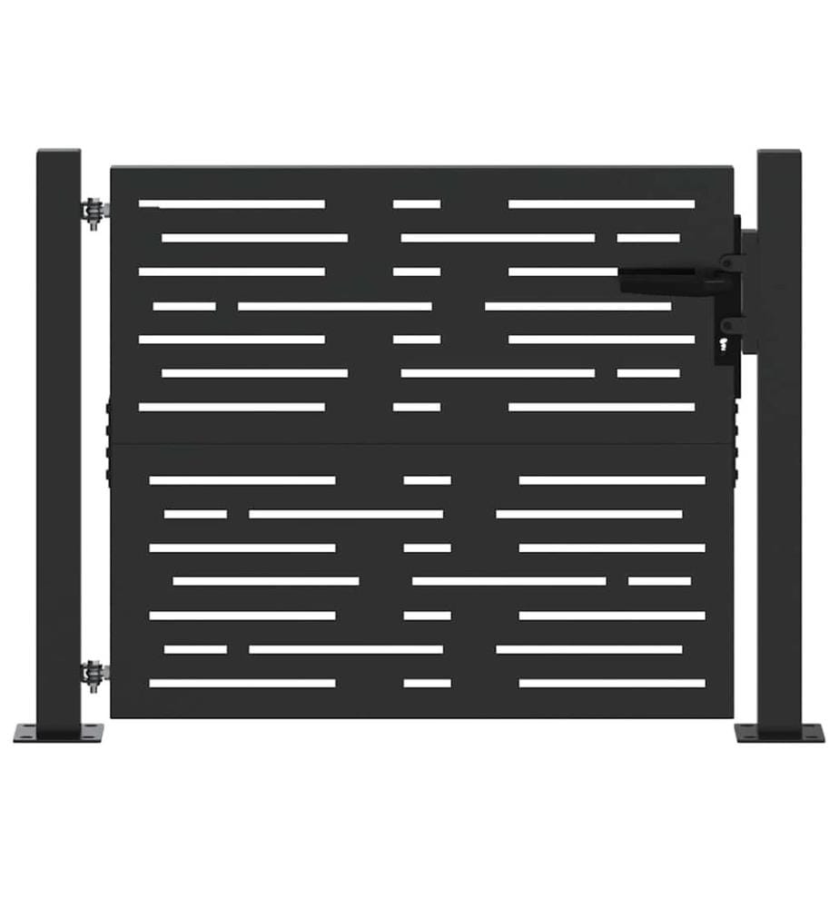 Gartentor Schwarz 85 x 180 cm Pulverbeschichteter Stahl