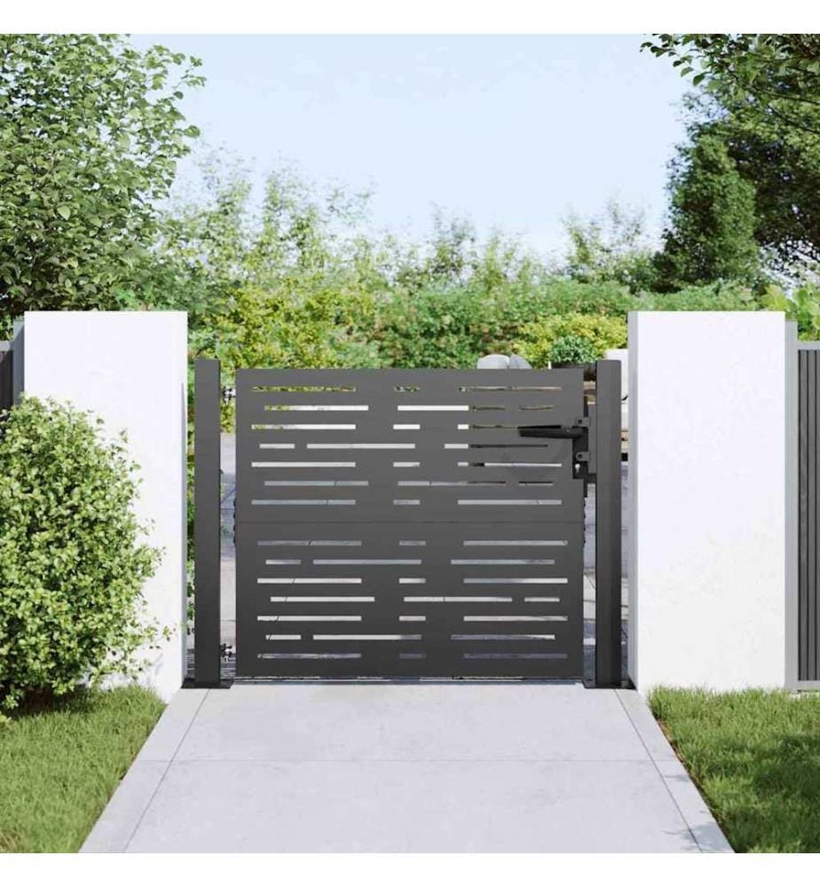 Gartentor Schwarz 85 x 180 cm Pulverbeschichteter Stahl