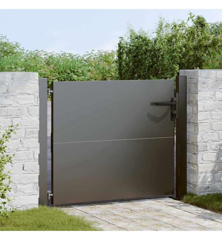 Gartentor Schwarz 85 x 105 cm Pulverbeschichteter Stahl